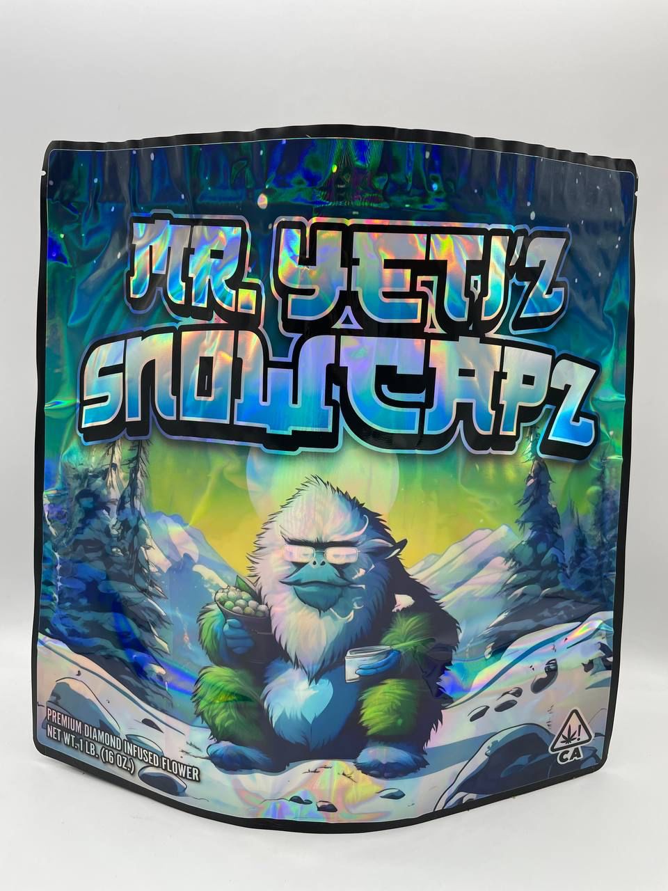 Mr. YETI'Z SNOWCAPZ Full pound branded indoor material 